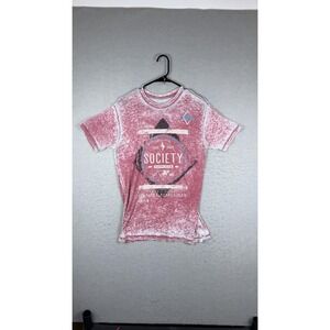 Society Shirt Mens Medium Red Burnout Graphic Live Free Buckle Tee Crewneck